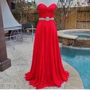 NWT A-Line Sweetheart Floor-Length Chiffon Dresse With Ruffle Beading Sequins